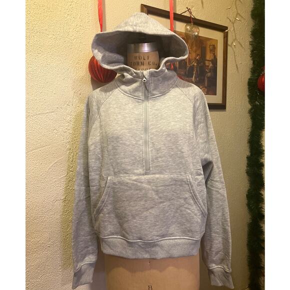 ATHMILE Half Zip Pullover Sweater Hoodie with Kangaroo Pockets Gray NWT Size XL - Picture 2 of 9